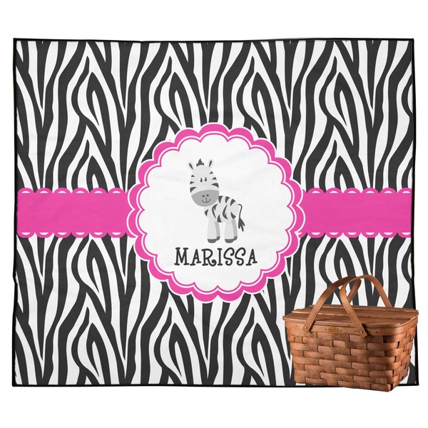 Custom Zebra Outdoor Picnic Blanket (Personalized)