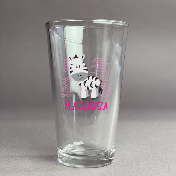 Custom Zebra Pint Glass - Full Color Logo (Personalized)