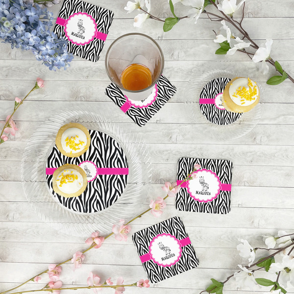 Zebra Plastic Party Appetizer & Dessert Plates - In Context