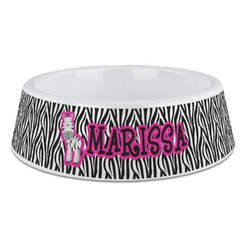 Zebra Plastic Dog Bowl - Large (Personalized)