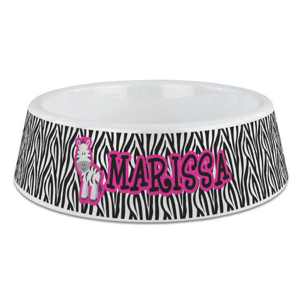 Custom Zebra Plastic Dog Bowl - Large (Personalized)