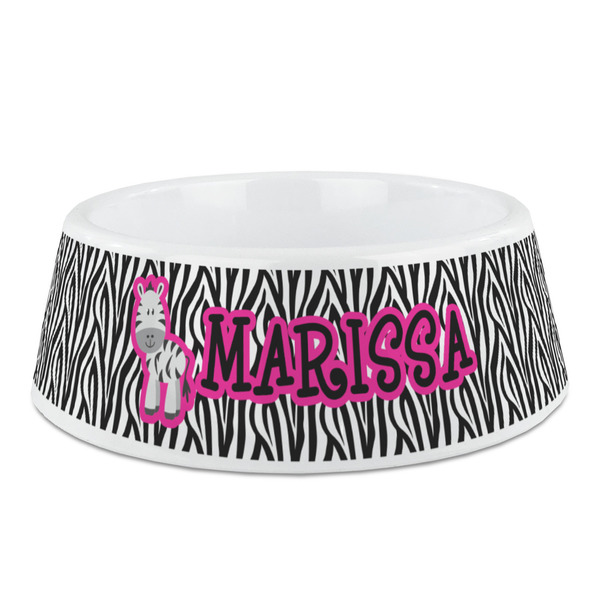 Custom Zebra Plastic Dog Bowl - Medium (Personalized)