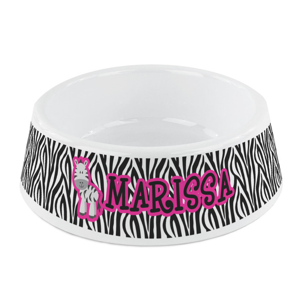 Custom Zebra Plastic Dog Bowl - Small (Personalized)