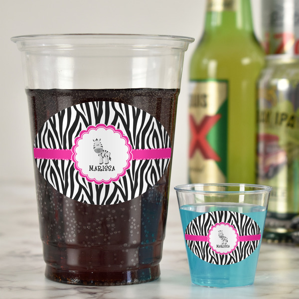 Zebra Plastic Shot Glasses - In Context