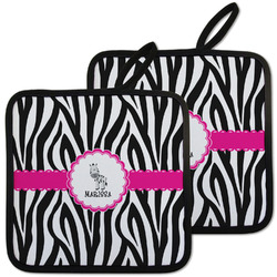Zebra Pot Holders - Set of 2 w/ Name or Text