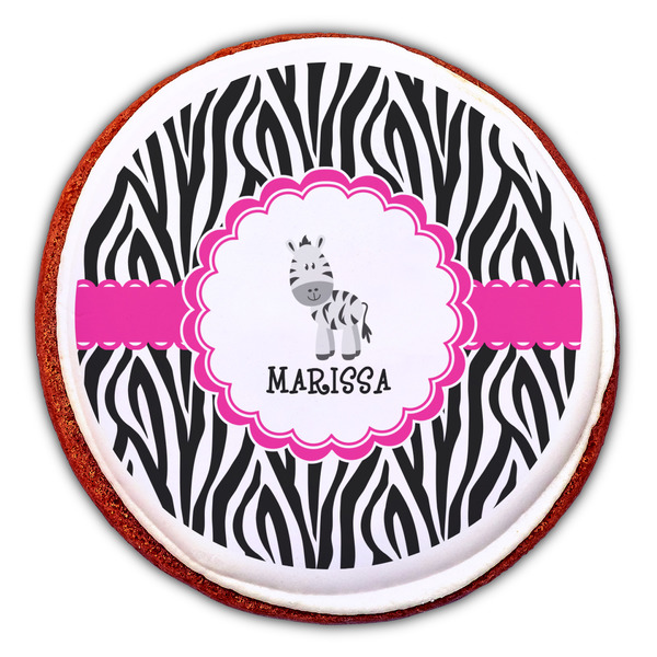 Zebra Printed Icing Circle - Large - On Cookie