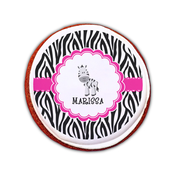 Zebra Printed Icing Circle - Small - On Cookie