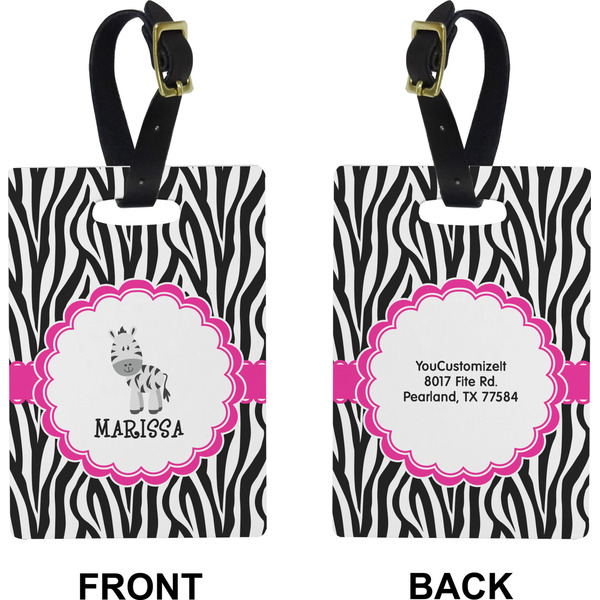 Zebra Rectangle Luggage Tag (Front + Back)