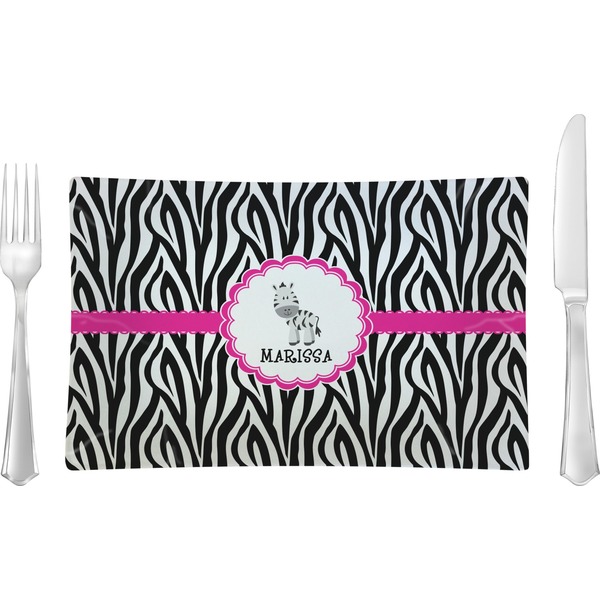 Custom Zebra Rectangular Glass Lunch / Dinner Plate - Single or Set (Personalized)