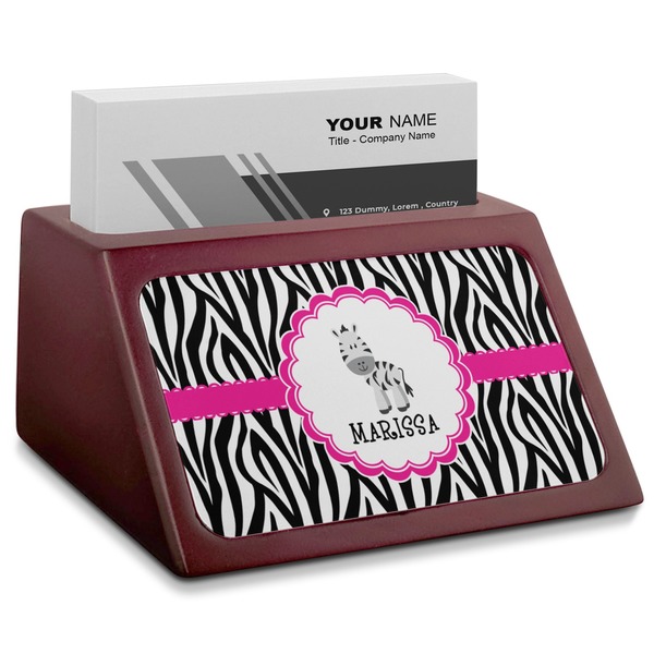 Custom Zebra Red Mahogany Business Card Holder (Personalized)