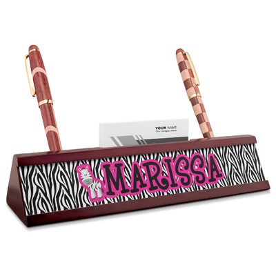 Zebra Red Mahogany Nameplate with Business Card Holder (Personalized)
