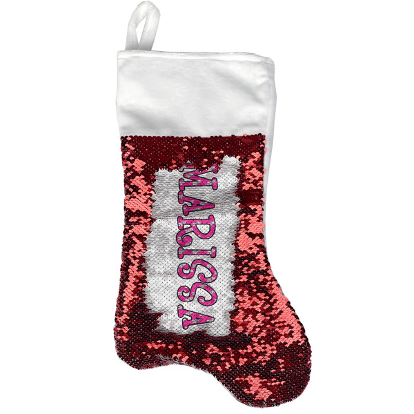 Zebra Red Sequin Stocking - Front