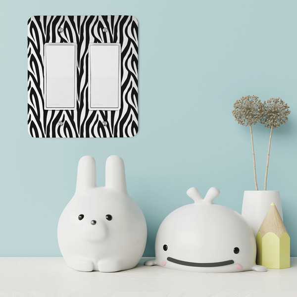 Zebra Rocker Light Switch Covers - Double - IN CONTEXT