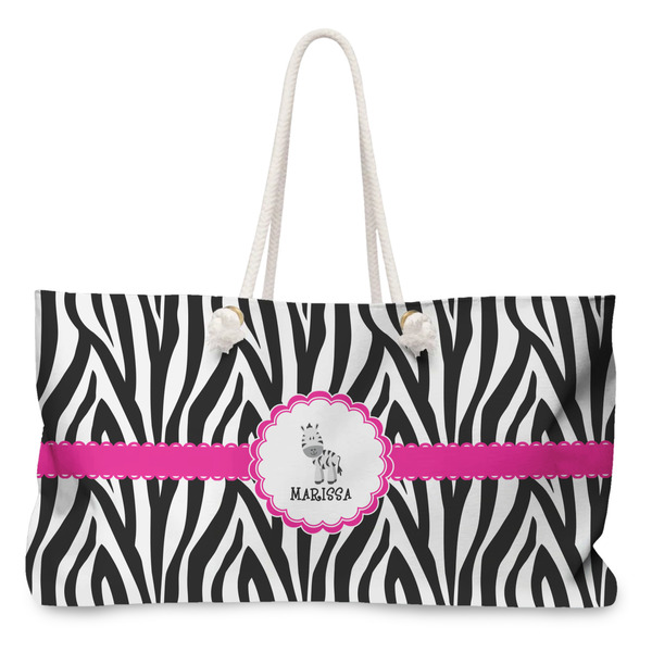 Custom Zebra Large Tote Bag with Rope Handles (Personalized)