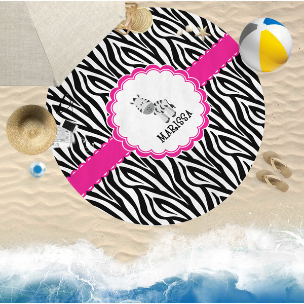 Zebra Round Beach Towel Lifestyle