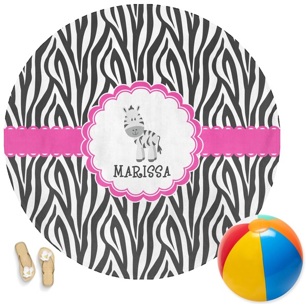 Custom Zebra Round Beach Towel (Personalized)
