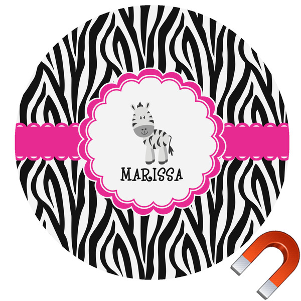 Custom Zebra Round Car Magnet - 6" (Personalized)