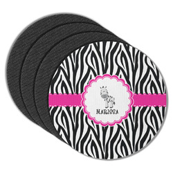 Zebra Round Rubber Backed Coasters - Set of 4 (Personalized)