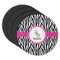 Zebra Round Rubber Backed Coasters - Set of 4 (Personalized)