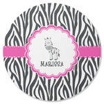 Zebra Round Rubber Backed Coaster (Personalized)