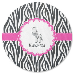 Zebra Round Rubber Backed Coaster (Personalized)