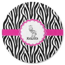 Zebra Round Rubber Backed Coaster (Personalized)