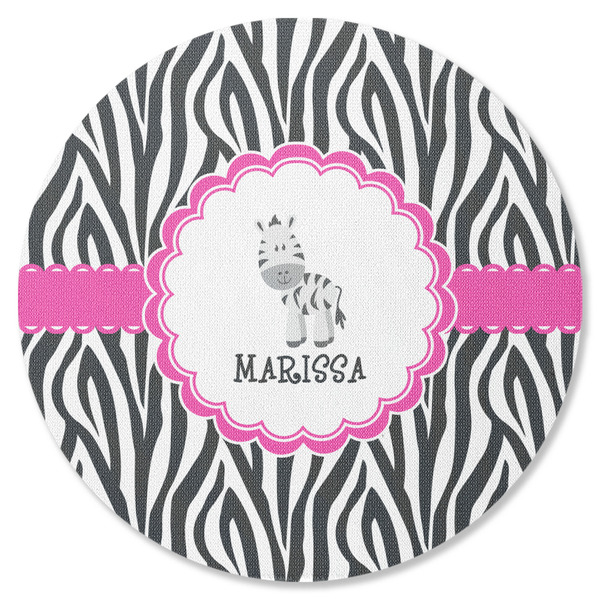 Custom Zebra Round Rubber Backed Coaster (Personalized)