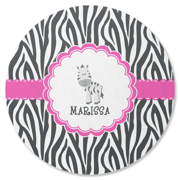 Zebra Round Coaster Rubber Back - Single