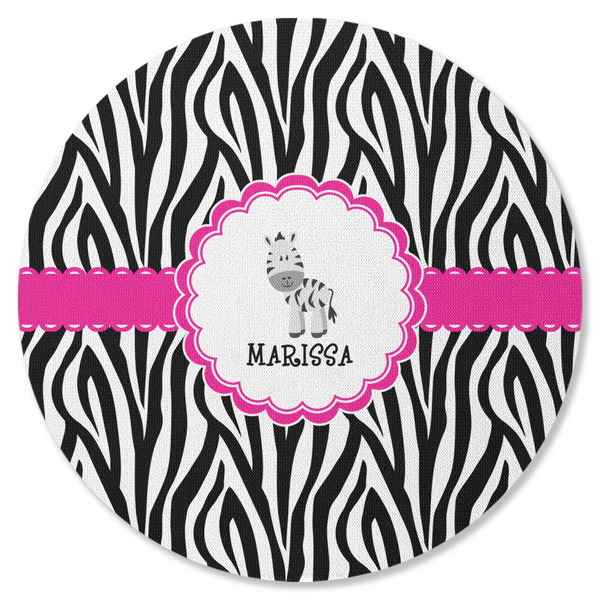 Zebra Round Coaster Rubber Back - Single