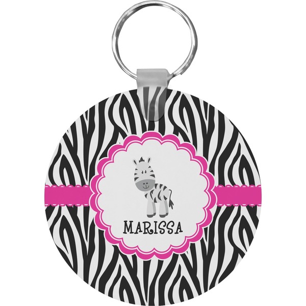 Custom Zebra Round Plastic Keychain (Personalized)
