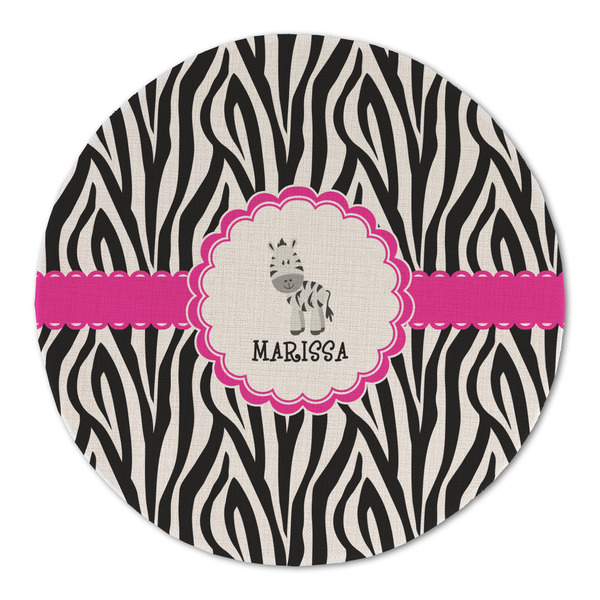 Custom Zebra Round Linen Placemat (Personalized)