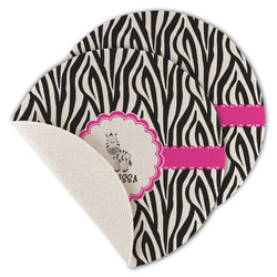 Zebra Round Linen Placemat - Single Sided - Set of 4 (Personalized)