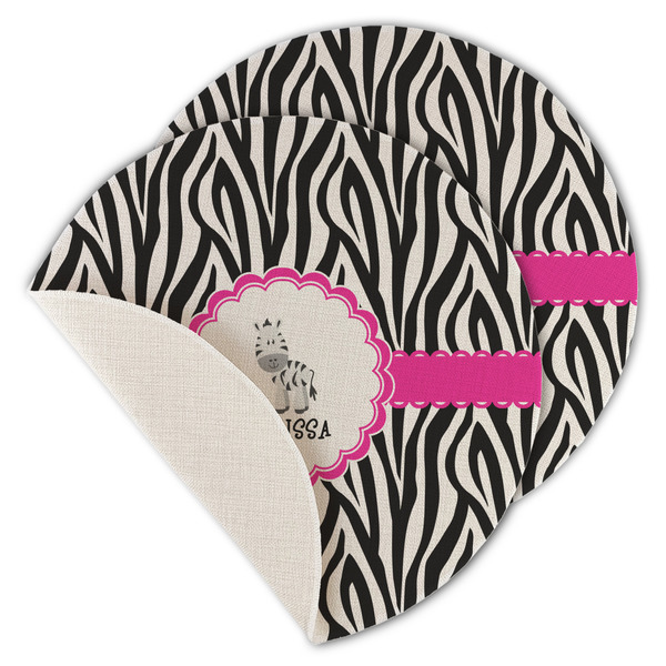 Zebra Round Linen Placemats - MAIN (Single Sided)