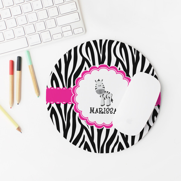 Zebra Round Mousepad - LIFESTYLE 2