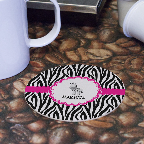 Zebra Round Paper Coaster - Front