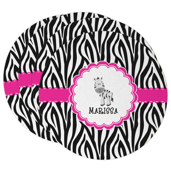 Custom Zebra Round Paper Coasters w/ Name or Text