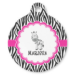 Zebra Round Pet ID Tag (Personalized)