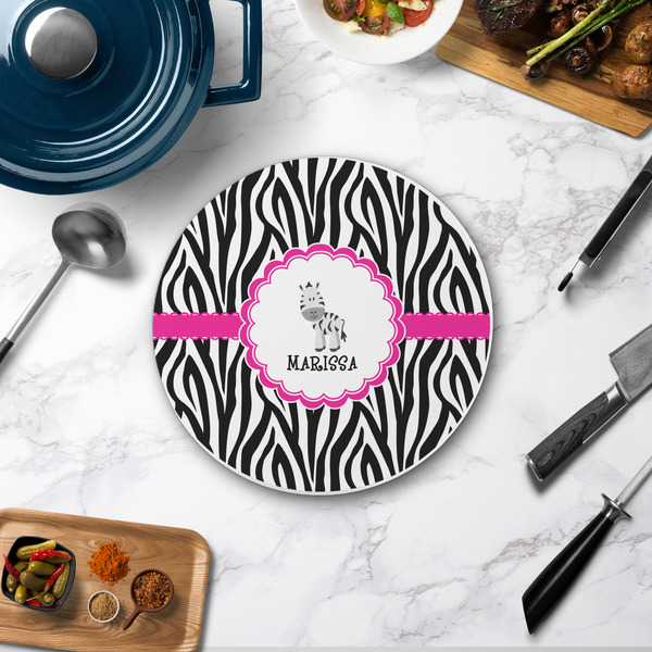 Zebra Round Stone Trivet - In Context View