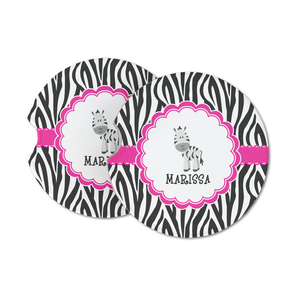 Custom Zebra Sandstone Car Coasters - Set of 2 (Personalized)