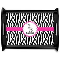Zebra Black Wooden Tray - Large (Personalized)