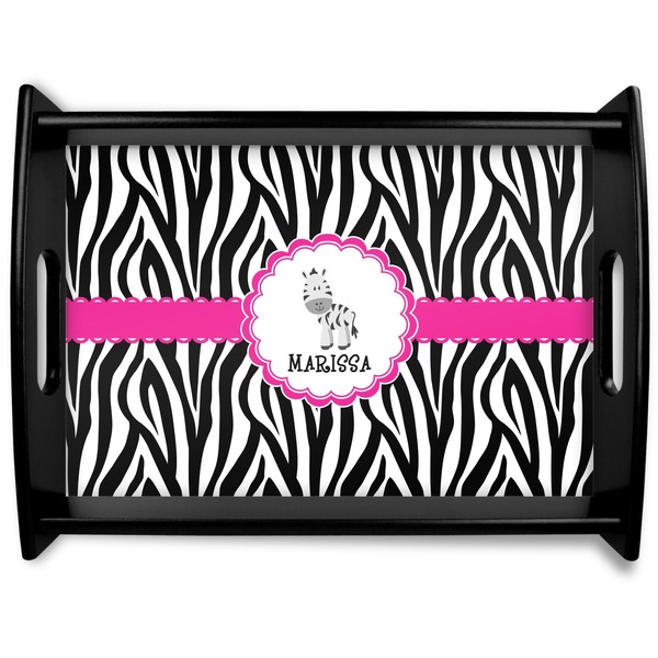Custom Zebra Black Wooden Tray - Large (Personalized)