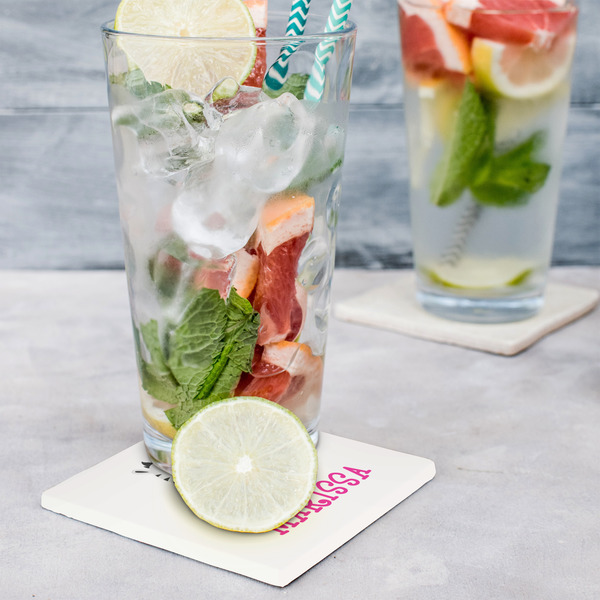 Zebra Set of 4 Stone Coasters - In Context View