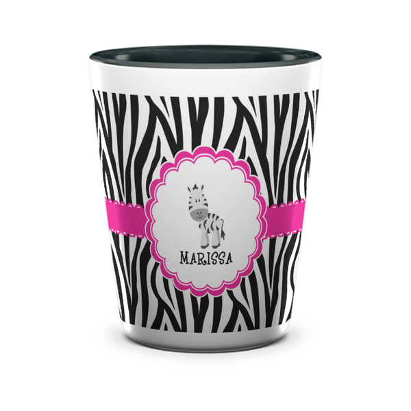 Custom Zebra Ceramic Shot Glass - 1.5 oz - Two Tone - Single (Personalized)