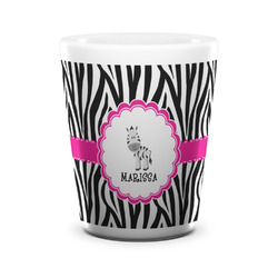 Zebra Ceramic Shot Glass - 1.5 oz - White - Set of 4 (Personalized)