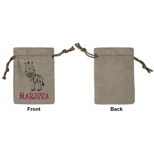 Zebra Small Burlap Gift Bag - Front Approval