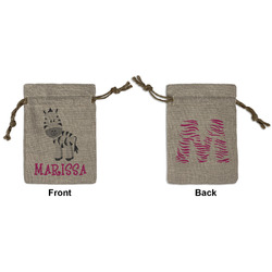Zebra Small Burlap Gift Bag - Front & Back (Personalized)