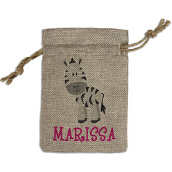 Zebra Small Burlap Gift Bag - Front (Personalized)
