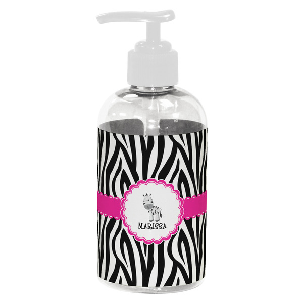 Custom Zebra Plastic Soap / Lotion Dispenser (8 oz - Small - White) (Personalized)