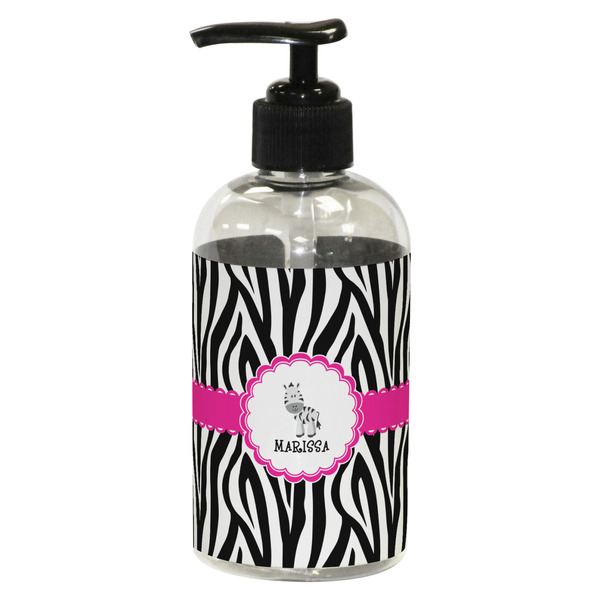 Custom Zebra Plastic Soap / Lotion Dispenser (8 oz - Small - Black) (Personalized)