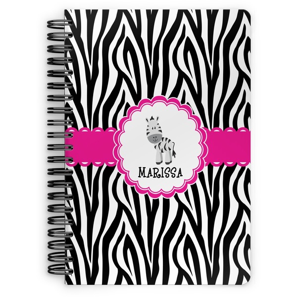 Custom Zebra Spiral Notebook - 7x10 w/ Name or Text